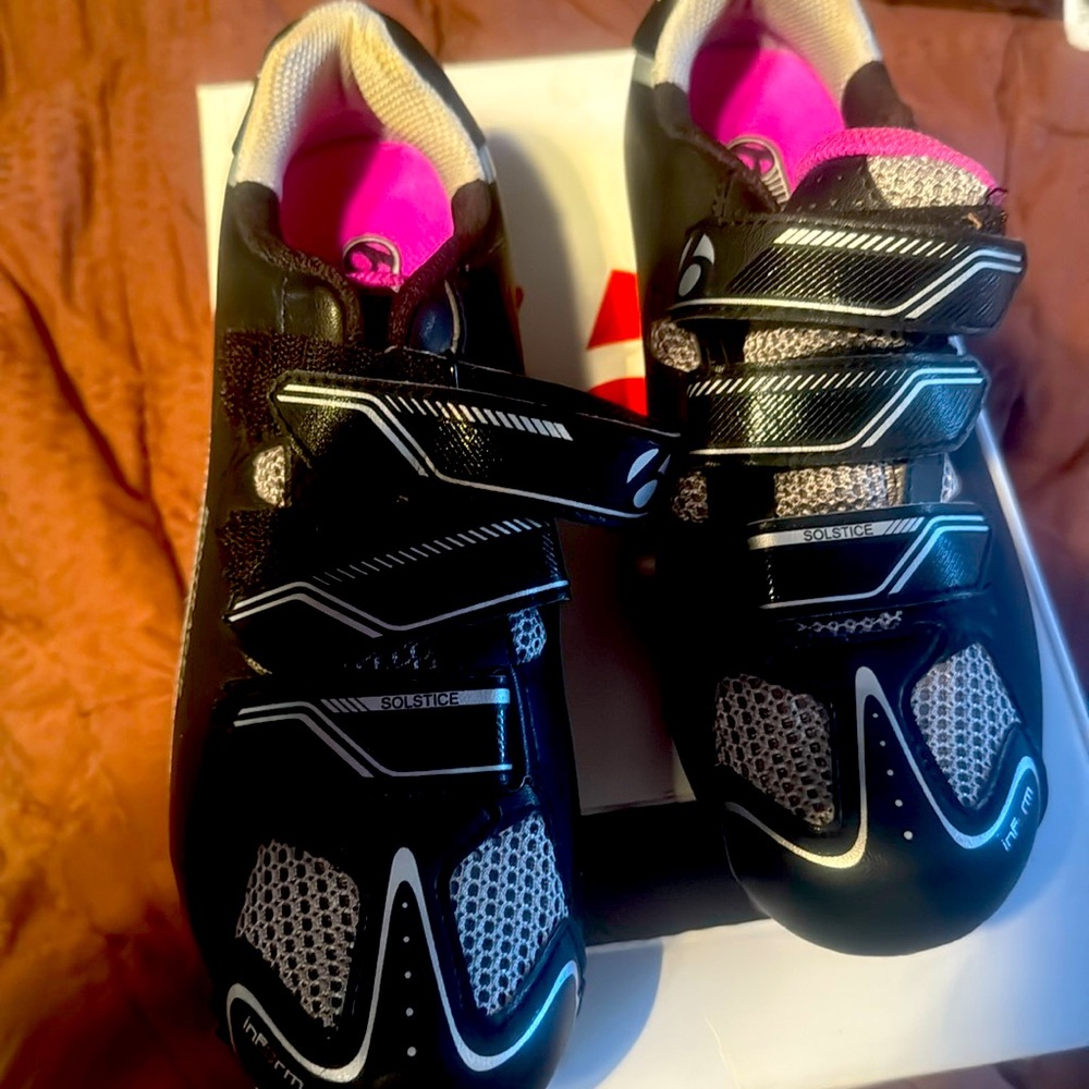Bicycle shoes with clips.  Lightly used